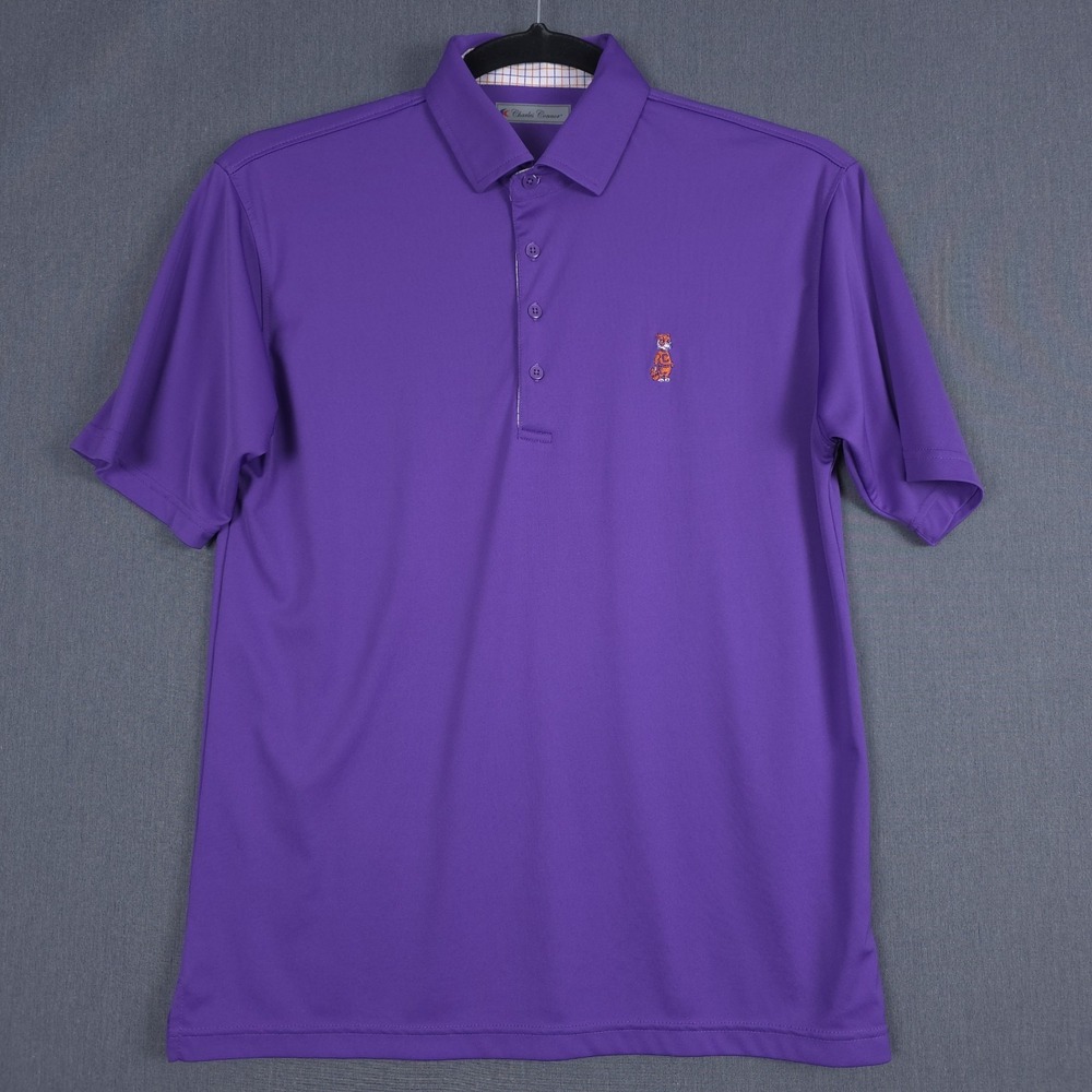 Clemson Tigers Charles Connor Performance Golf Polo Mens Medium Purple Stretch